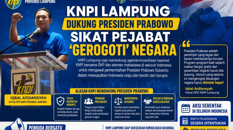 KNPI Lampung Dukung Presiden Prabowo Sikat Pejabat ‘Gerogoti’ Negara